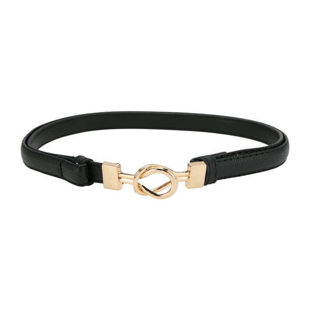 Cinturón de festival elegante de doble hebilla ajustable para mujeres en negro de Unique Bargains