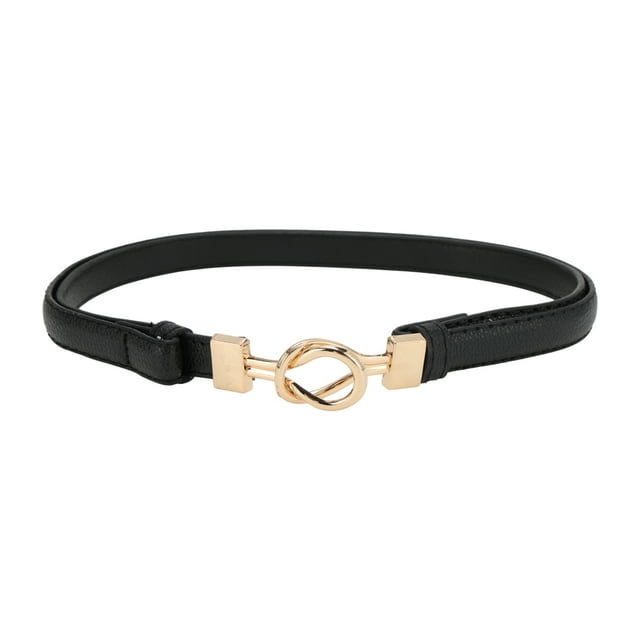 Cinturón de festival elegante de doble hebilla ajustable para mujeres en negro de Unique Bargains