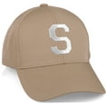 thumbnail image 2 of Daxton Performance Cool Tech Baseball Hat - Khaki Cap, Silver Logo Letter S, 2 of 3