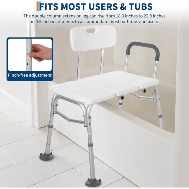 Royalbelle Shower Chair for Bathtub, Step Stool with Dual Handle, Height Adjustable