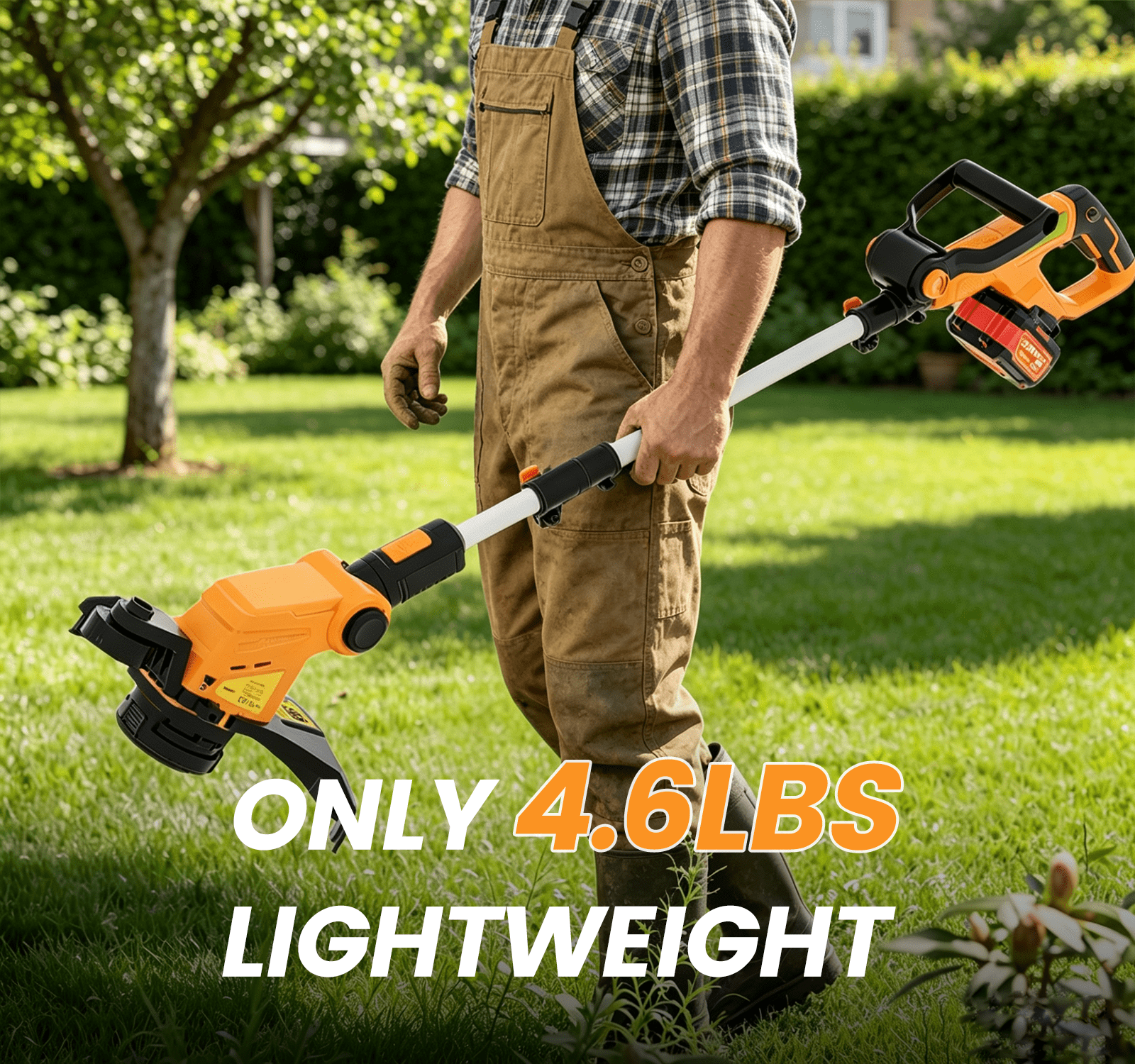 Gewol 20V Cordless Grass String Trimmer & Edger, 12” Electric Weed Wacker Grass Trimmer Tool , 2*3.0Ah Battery & Charger for Lawn and Garden