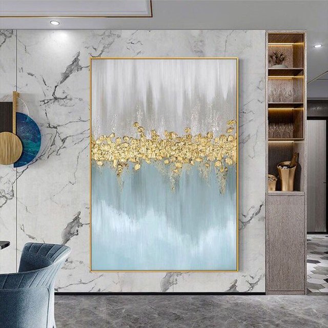 5D DIY Diamond Painting kits Golden Gorgeous Abstract art cross stitch full square round diamond embroidery mosaic decor,Round 80x110cm Gao Jinjia LED