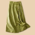 thumbnail image 2 of GEWSEY Women's Summer Linen Elastic Back Buttoned Swing Midi A Line Skirt (Green, L), 2 of 8