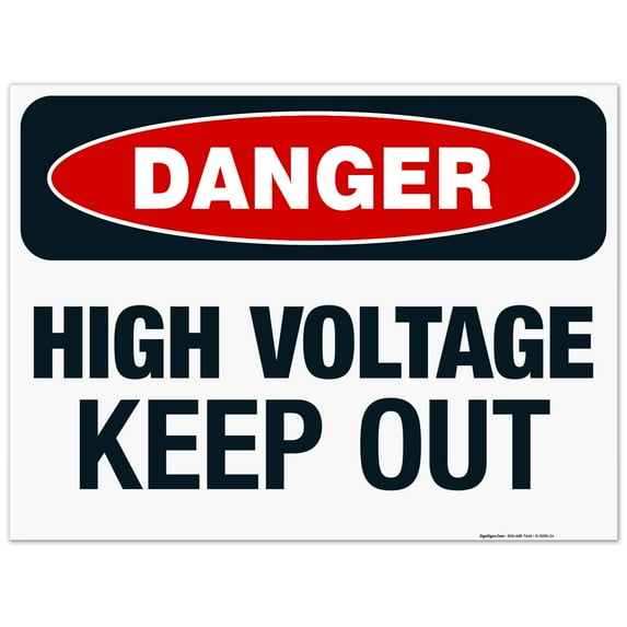 High Voltage Keep Out Sign, OSHA Danger Sign, 18x24 Corrugated Plastic