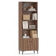 thumbnail image 1 of Gymax Bookshelf w/ Doors 5-Tier Floor Standing Bookcase w/ 2 Anti-Tipping Kits Walnut, 1 of 9