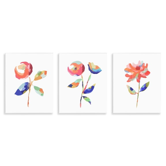 Stupell Industries Brushed Freeflow Flower Plants & Flowers Painting Unframed Art Print Wall Art, 11 x 14, Set of 3