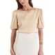 thumbnail image 2 of INSPIRAR CHIC Blusa de satén de media manga con escote corazón para mujeres, XL, amarillo pálido, 2 of 6