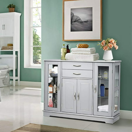 Sideboard Buffet Server Storage Cabinet, Dining Room Cabinets With Glass Doors