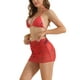 thumbnail image 4 of Conjuntos de bikini de tirantes con estampado de teñido anudado para mujer, traje de baño de 3 piezas, parte inferior triangular, falda de cobertura, traje de baño talla X-Large rojo, 4 of 5