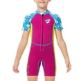 thumbnail image 1 of Soidarity Traje de neopreno para niños, traje de baño de una pieza de manga corta con cuello Multicolor para niñas, traje de baño para nadar y Deportes acuáticos Rojo púrpura S Soidarity OD003646-01, 1 of 6