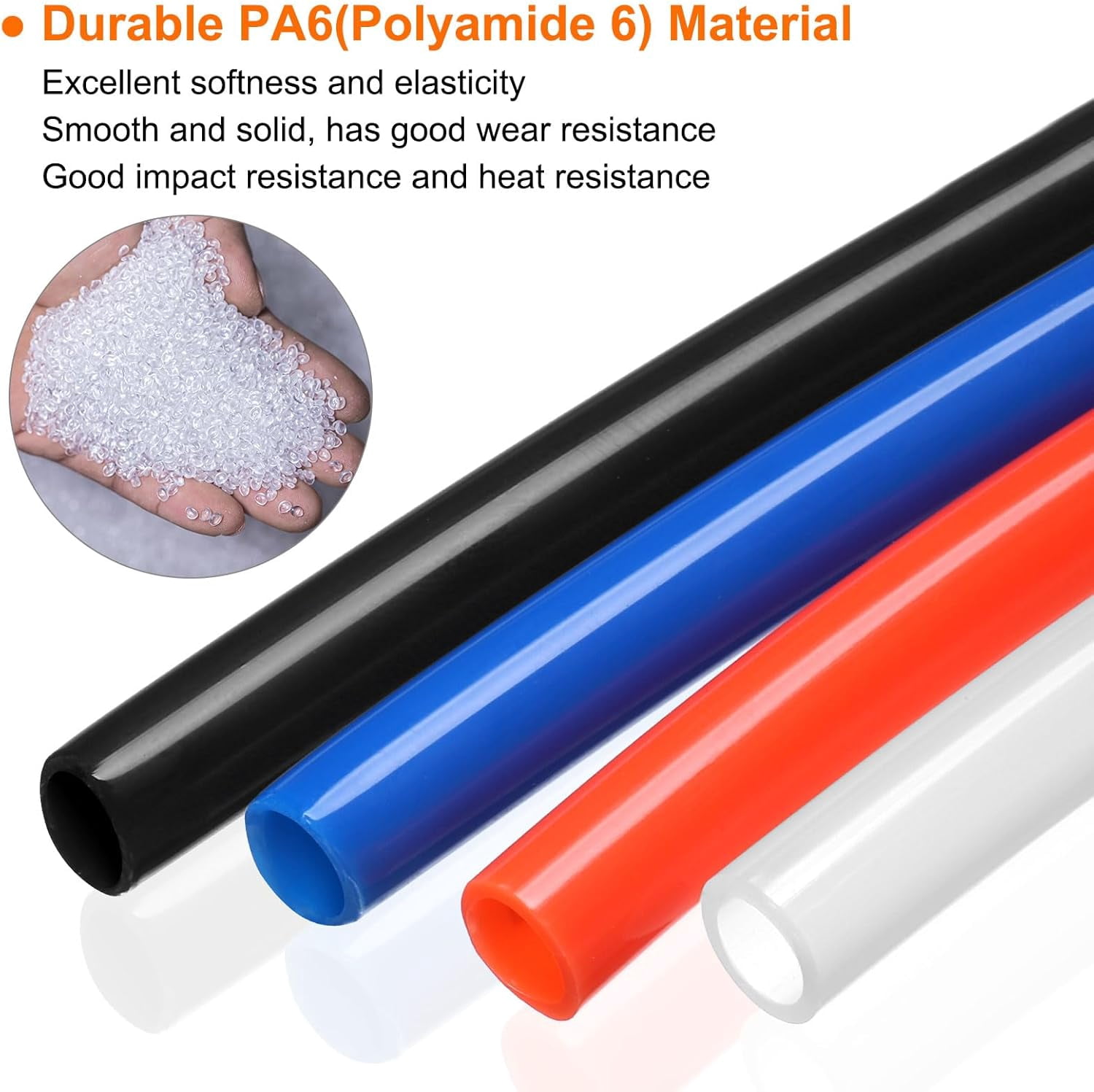 MKEUDQ-Pneumatic Air Line Tubing 6mm OD x 4mm ID 5 Meters(16.4 FT) Air Compressor Nylon Tubes Polyamide Air Tubing Hose Tube for Air Compressor Water Fluid Transfer, Clear