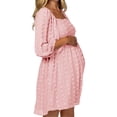 thumbnail image 2 of Women Long Sleeve Maternity Dress Square Neck Swiss Dot Casual Loose Short Dresses, 2 of 7