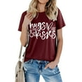 thumbnail image 5 of RKSTN Hauts pour Femmes Saint-Valentin Cœur Lettre Imprimée Mode Blouse Confortable Hauts Tempérament Couleur Unie Col Rond Manches Courtes, 5 of 5