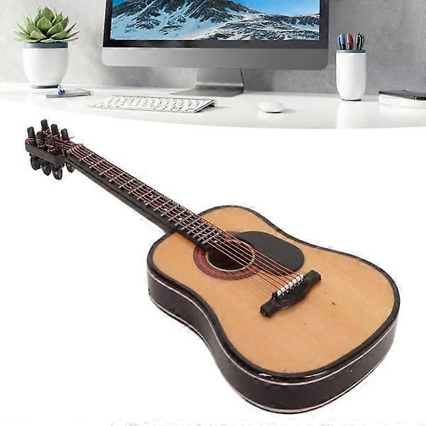 Miniature Wooden Guitar Model High Simulation Electric Guitar Mini Musical Instrument with Stand and Case for Home Decoration