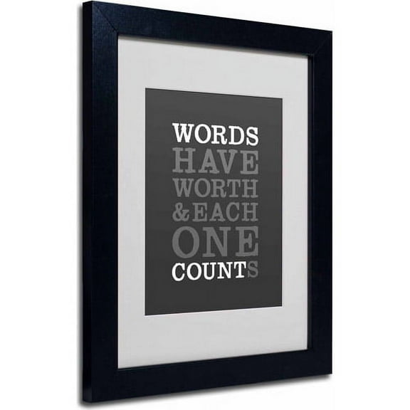Trademark Fine Art "Words Worth" Canvas Art by Megan Romo, Black Frame