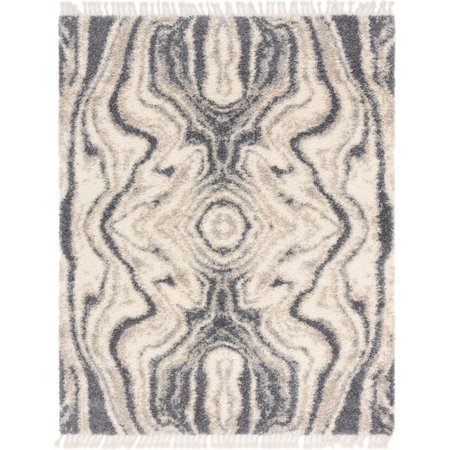 Unique Loom Hygge Shag Peluche & Confortable Tapis 8' x 10' Rectangle Gris/ivoire
