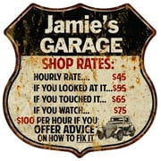 Jamie's Garage Shop Rates Sign Gift 8x12 Metal Sign 211110019236
