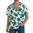 thumbnail image 3 of Wukai Blue Sunflowers Men's Casual Short-Sleeve Button Down Shirt - Lightweight Summer Dress Shirt for Daily Wear-X-Large, 3 of 7