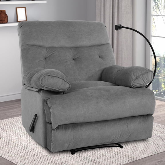 Ergonomic Manual Recliner for Adults, Oversized Modern Recliner Chair for Bedroom, Living Room, Home Theater and RV，Dark Grey
