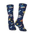 thumbnail image 3 of Goofa Planets and Stars Printed Men's Crew Socks, Soft Durable Breathable Moisture-Wicking with Odor Control Cotton socks, 3 of 9