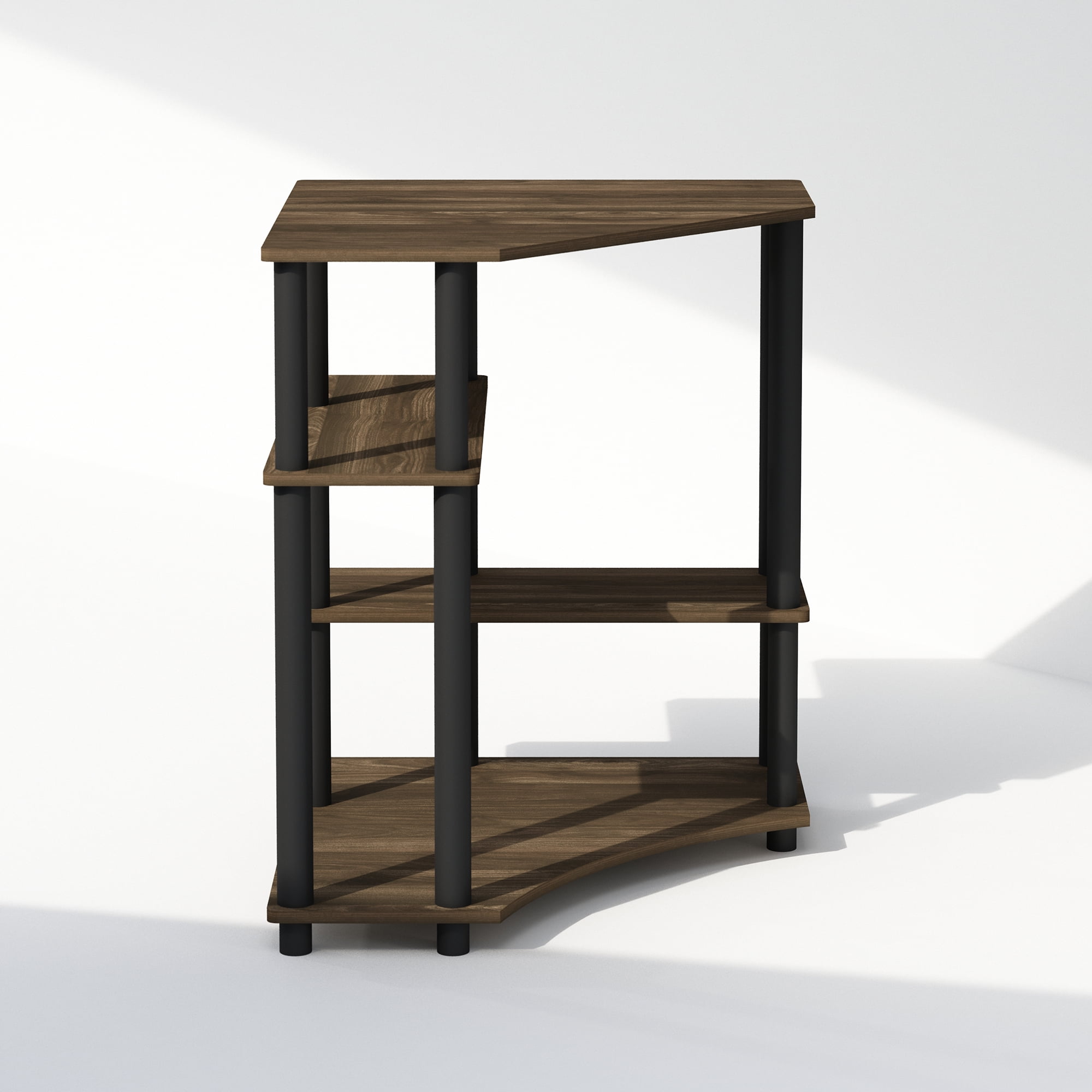 Furinno Turn-N-Tube Adult Corner Bookcase, Multipurpose Shelf, Display Rack, Columbia Walnut/Black