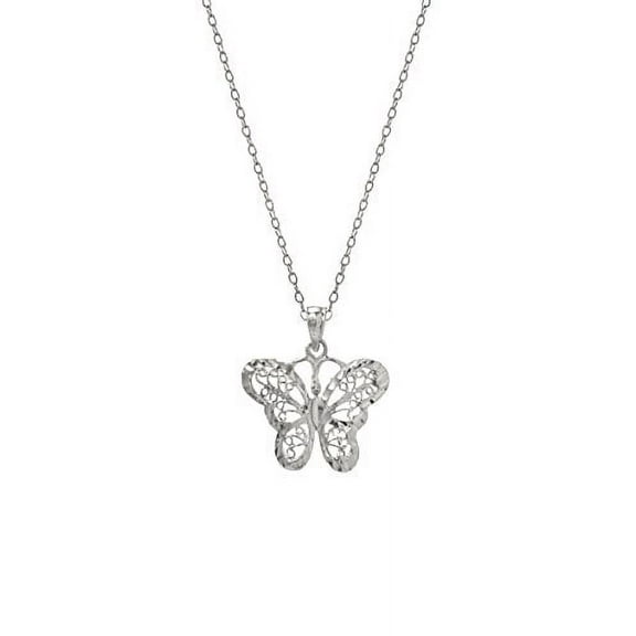 Sterling Silver Filigree Butterfly Pendant Necklace, 18"