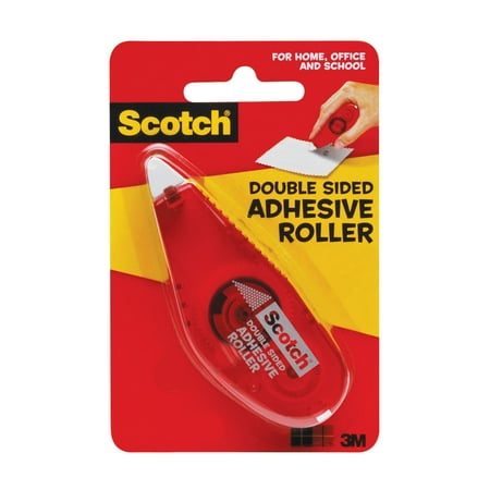 Scotch Double Sided Adhesive Roller, .27 x 26 ft, Red