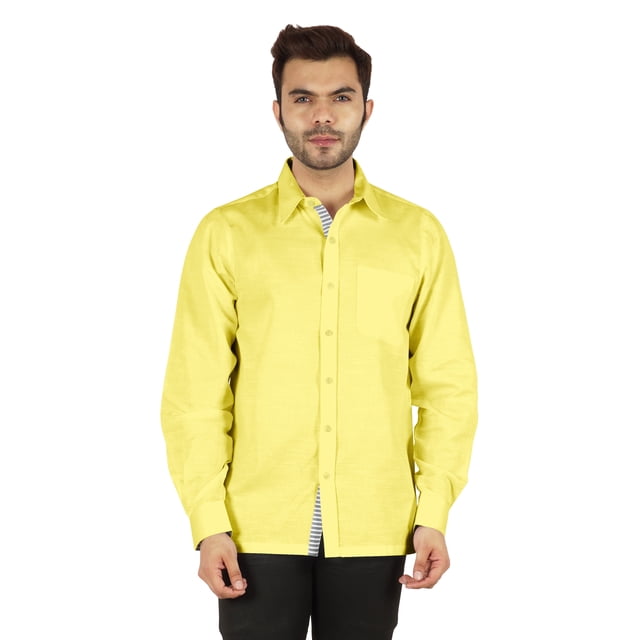 Bestman Formal Classic Button Down Cotton Shirts Inner Contrast Regular Fit Office Shirt For Mens