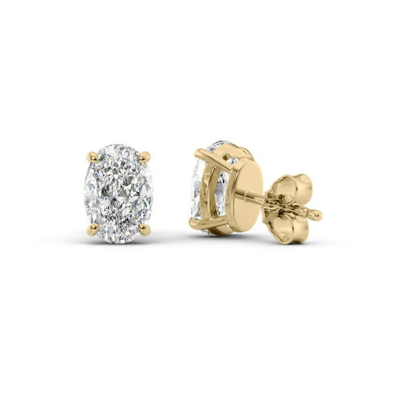 IGI Certified 3 Ct Oval Cut Lab-Grown Diamond Stud Earrings – 14K Yellow Gold | Women's Earrings