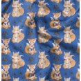 thumbnail image 1 of Soimoi Blue Poly Georgette Fabric Cat & Fox Kids Decor Fabric Printed Yard 42 Inch Wide, 1 of 6