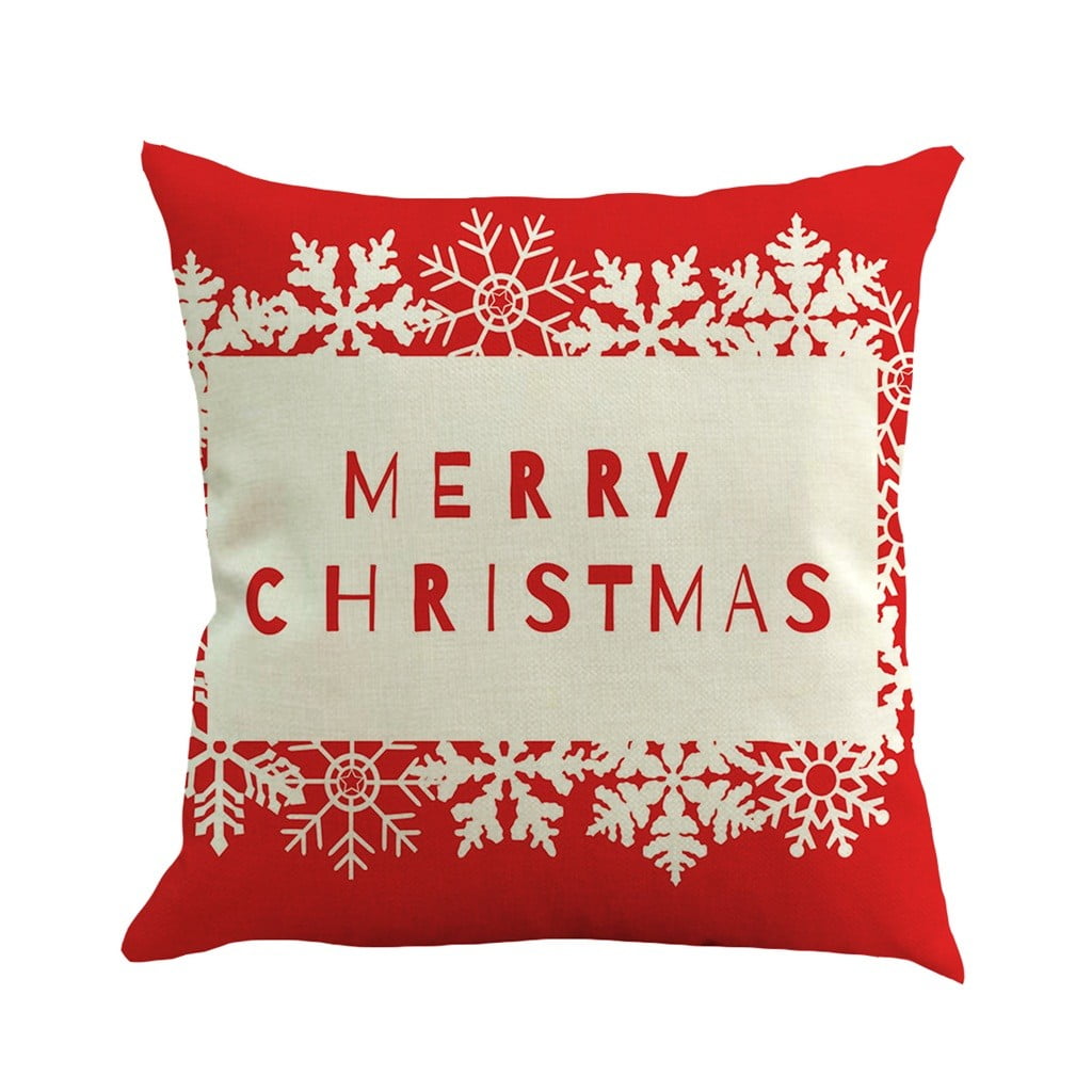 Christmas Xmas Cushion Covers Pillow Cases Cotton Linen Home Sofa Throw Decor 