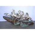 thumbnail image 2 of Nifao Eight Horses Running Bronze Statue Silver Finish – Garden Outdoor Decor Sculpture, 59"L x 20"W x 28"H, 2 of 10