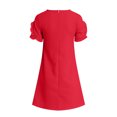 thumbnail image 4 of vigerkar Robes d'Été pour Filles T-Shirt Décontracté Col Ras du Cou Manches Pétales Robe de Vacances (Rouge, 7-8 Ans), 4 of 8