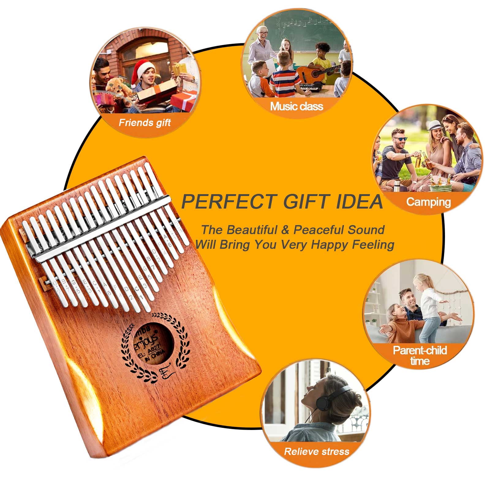Everjoys Kalimba Thumb Piano 17 Keys, Professional Musical Instrument Finger Piano Marimbas with Portable Bag, Fast to Learn Songbook, Tuning Hammer, All in One Kit