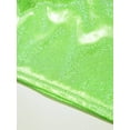 thumbnail image 6 of Yhong Kids Girls Shiny Sparkly One Shoulder Short Sleeve Dance Crop Top Hip Hop Street T-Shirts Fluorescent Green 170, 6 of 7