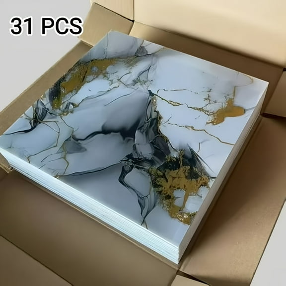 31pcs Self-Adhesive Marble Wall Sticker - Waterproof Moisture-Proof Foam Wallpaper for Bathroom Living Room Kitchen Bedroom