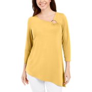 JM Collection Women's Asymmetrical Ring Tunic Gold Size Large