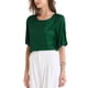 thumbnail image 4 of BLUSA ELEGANTE DE MANGA CORTA Y CUELLO REDONDO PARA MUJERES CHIC, TAMAÑO XS, VERDE OSCURO, 4 of 6