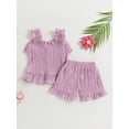 thumbnail image 4 of Bagilaanoe 2pcs Toddler Baby Girls Short Pants Set Sleeveless Ruffled Tank Tops + Shorts 6M 12M 18M 24M 3T Kids Casual Summer Outfits, 4 of 9