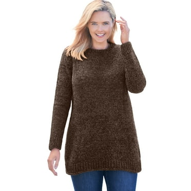 Woman Within Plus Size Crewneck Chenille Sweater