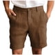 thumbnail image 2 of pstuiky Pantalones cortos de gimnasio, Pantalones cortos casuales de lino con bolsillos y botones con cremallera para hombre, de color liso Pantalones cortos de golf, 2 of 6