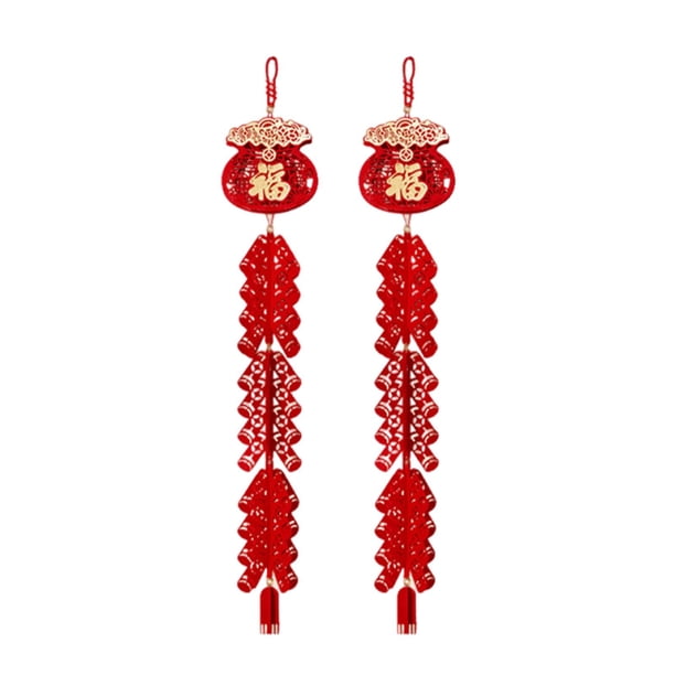 2x Decoraciones de Año Nuevo Chino Colgante Festivo Rojo Tradicional 2026 Caballo Lunar estilo A