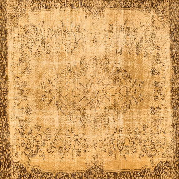 Ahgly Company Indoor Square Abstract Orange Contemporary Area Rugs, 6' Square