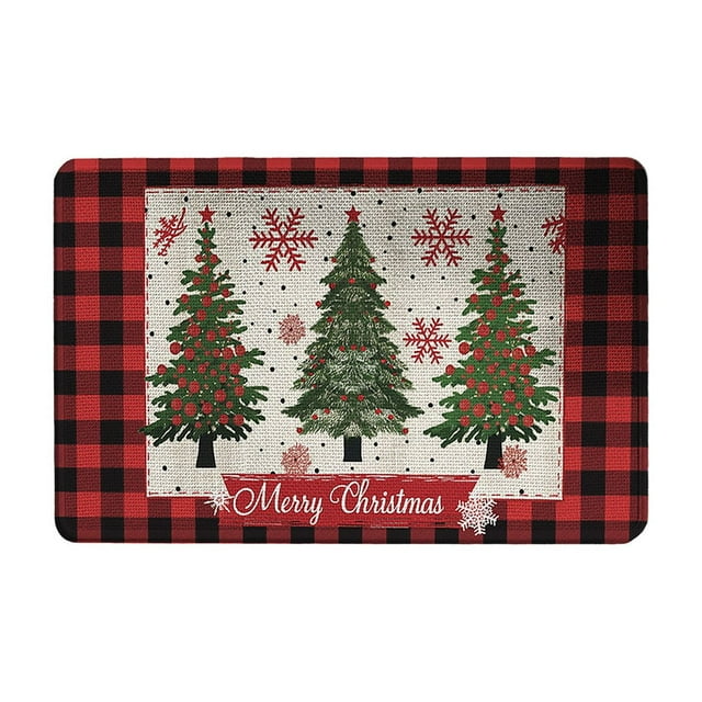Little Christmas Tree,Christmas Day Mat with Tree Pattern, Imitation Pashmina Material Carpet for Festival Atmosphere