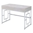 thumbnail image 1 of ACME Saffron Rectangular Wooden Top Vanity Desk in Chrome and White, 1 of 6