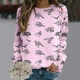 thumbnail image 2 of Tiweut Blouses for Women Cute Dinosaur Graphic Long Sleeve Round Neck Loose Fit Relaxed Fit Ladies Top Pink,XL, 2 of 4