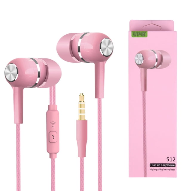 Auriculares para teléfono móvil con subwoofer deportivo VPB S12, control por cable, auriculares con cable y micrófono