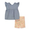 Carter's Girls' 2-Piece Stripe Shorts Set Outfit - denim blue, 4 (Little Girls)