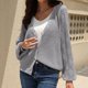 thumbnail image 2 of Tops de Mujer Camisas de Manga Larga Otoño Casual Moda Cuello en V Blusa de Cárdigan Sólida Odeerbi ODB149298, 2 of 3