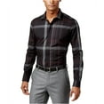 thumbnail image 1 of Calvin Klein Mens Diamond Plaid Button Up Shirt, Black, X-Large, 1 of 2